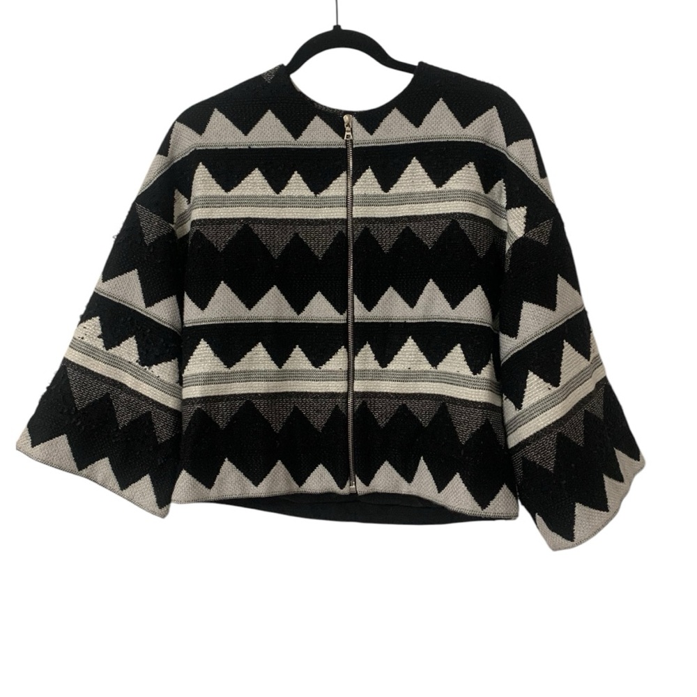 Yigal Azrouel Size 4 Textured 3D Knit Cropped Zip Front Jacket